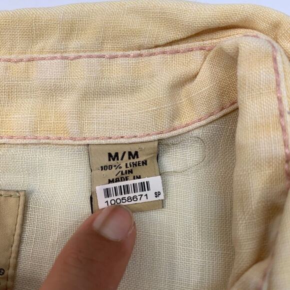 Tommy Bahama Shirt Mens M Medium Maze Linen Island Crafted Tab Sleeve Button Up - Picture 5 of 11